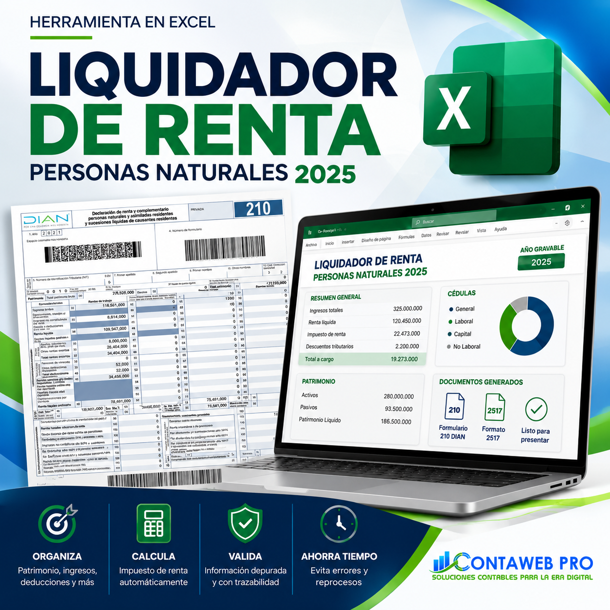 Liquidador de Renta Personas Naturales 2025 en Excel | Formulario 210 DIAN