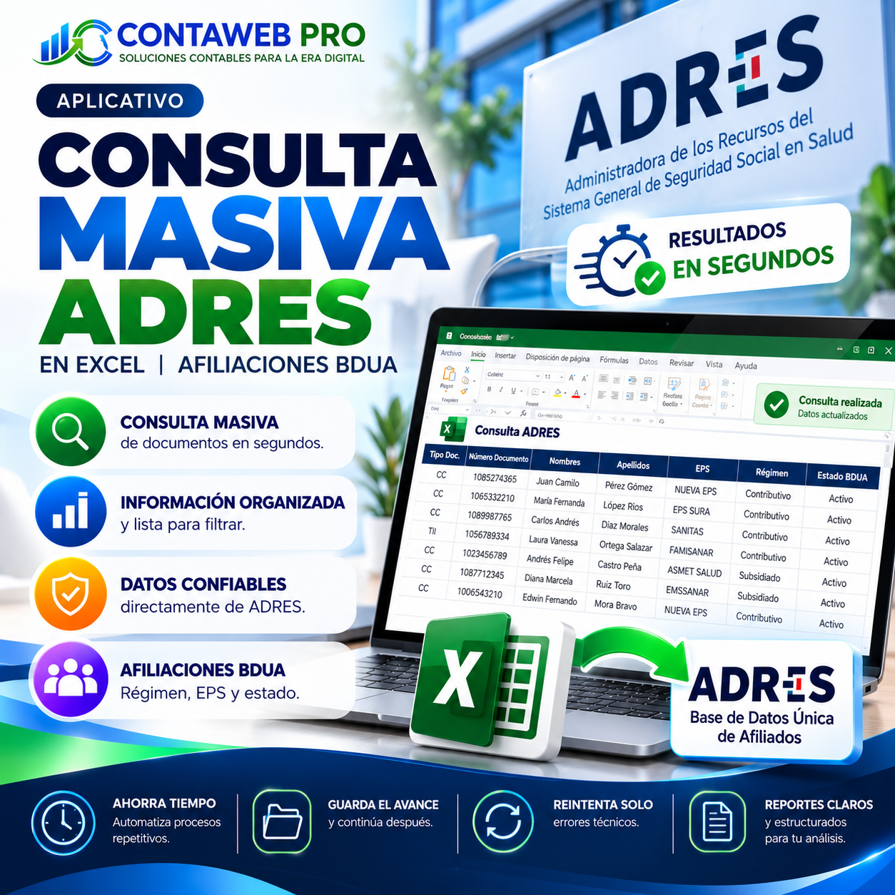 Consulta Masiva ADRES en Excel | Afiliaciones BDUA