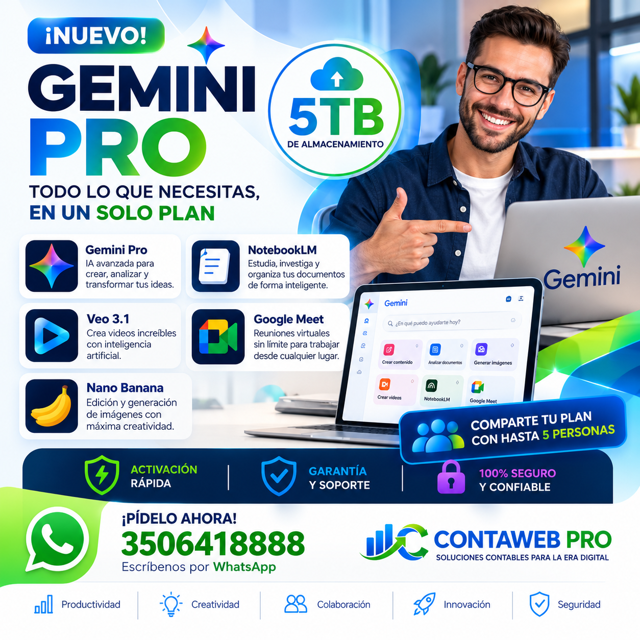 Gemini Pro | IA + 5 TB de Almacenamiento por 1 año