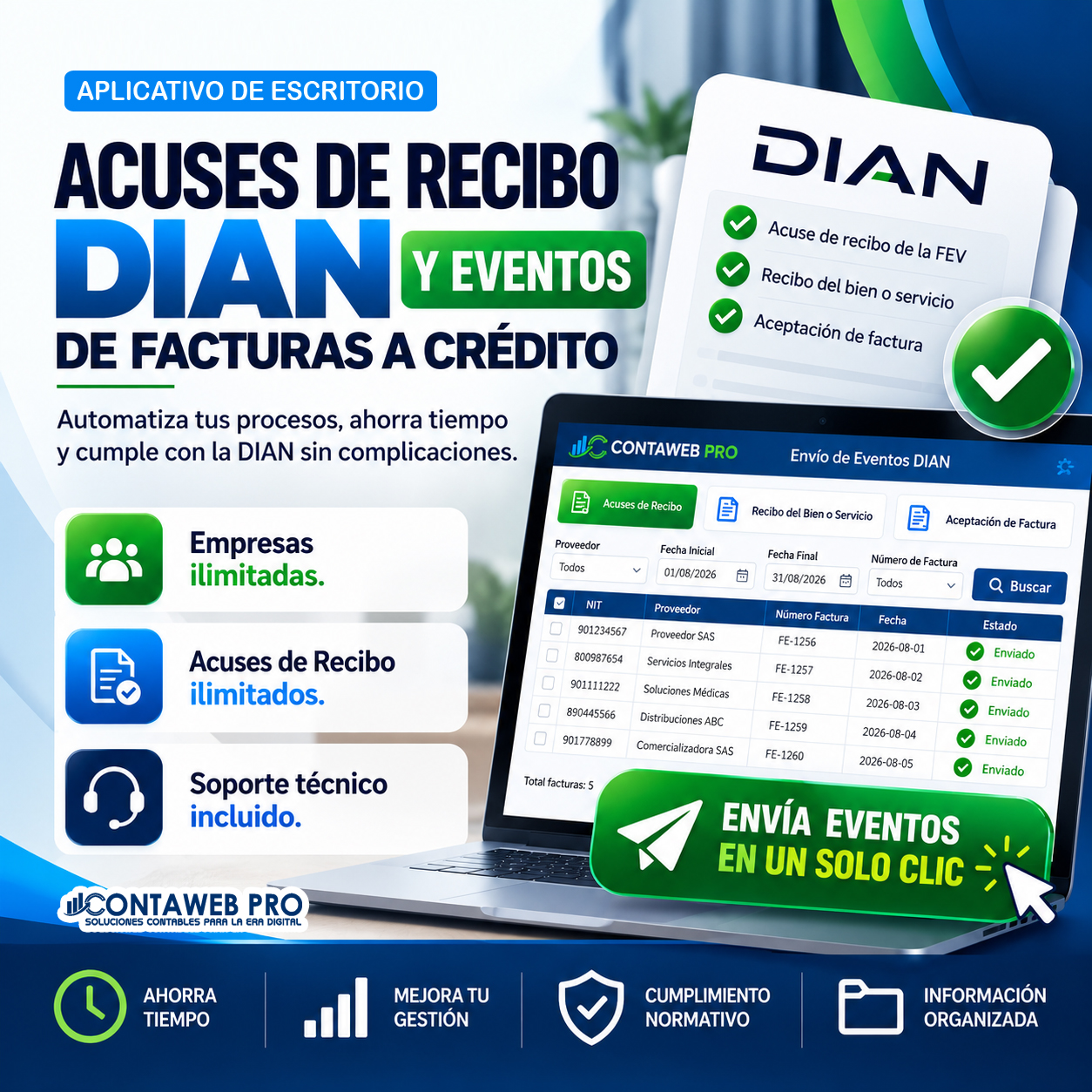 Acuses de Recibo DIAN y Eventos Facturas a Credito
